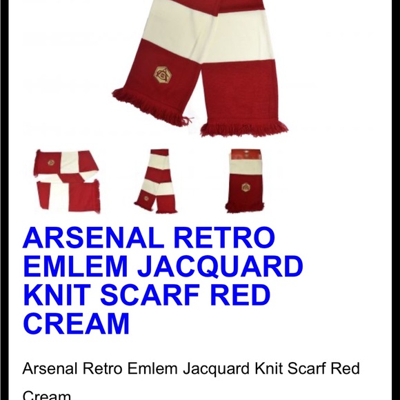 Arsenal Retro Knit Scarf Red Cream - Picture 1 of 6